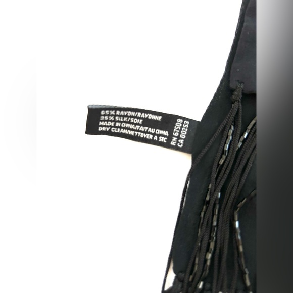 Ellen Tracy Silk and Velvet Beaded Scarf in Black - Picture 8 of 11